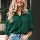 Blackish Green XL Gwendolyn 3 4 Sleeve Blouse