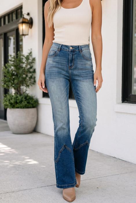 Hadlee Detail Flare Leg Jeans