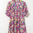  Hadlee Floral Puff Short Sleeve V Neck Mini Dress