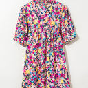  Hadlee Floral Puff Short Sleeve V Neck Mini Dress