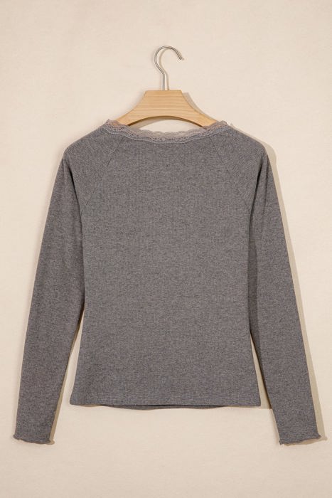 Hadleee Lace Trim Detail Long Sleeve Top