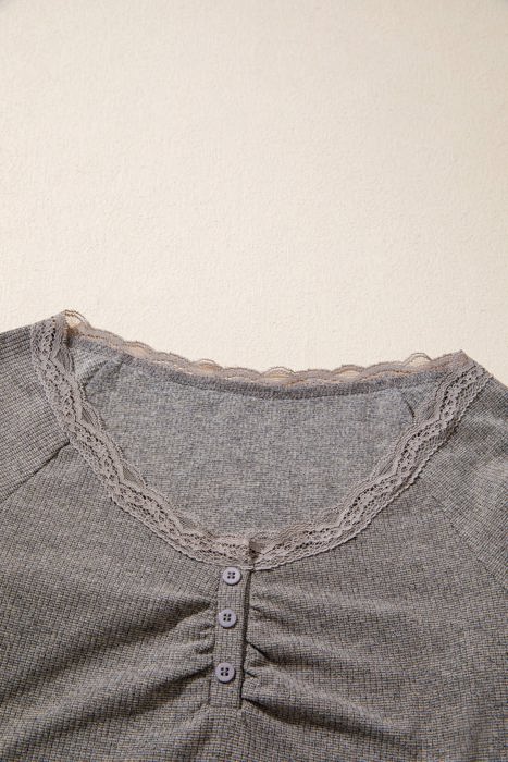 Hadleee Lace Trim Detail Long Sleeve Top