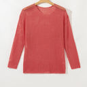 Coral XL Hadley Crochet Hollow-out Sweater