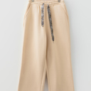 Oatmeal Medium Hailey Elastic Waist Solid Pants