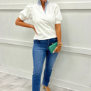  Halle Collar Short Sleeve Blouse