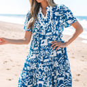  Halle Ricrac Trim Split Neck Floral Loose Dress