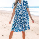  Halle Ricrac Trim Split Neck Floral Loose Dress
