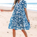  Halle Ricrac Trim Split Neck Floral Loose Dress