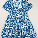  Halle Ricrac Trim Split Neck Floral Loose Dress
