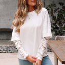 Hallie Lace Long Sleeve Insert Drop Shoulder Top