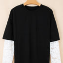  Hallie Lace Long Sleeve Insert Drop Shoulder Top