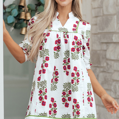 Halo Sleeve Loose Floral Dress