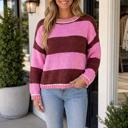 Pink Stripe XL Hana Fit Knit Sweater Long Sleeve Top