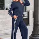  Hana Striped Detail Crewneck Pullover