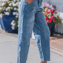  Hana Wash Cuffed Barrel Jeans