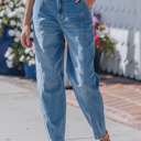  Hana Wash Cuffed Barrel Jeans