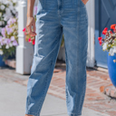 Sky Blue Size 10 Hana Wash Cuffed Barrel Jeans