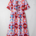  Hannah Floral Tied Front High Waist Long Dress