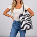  Harbor Glossy Stripe Vinyl Tote - Black