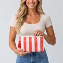  Harbor Stripe Tassel Makeup Bag - Red