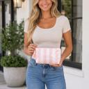Light Pink One Size Fits Most Harbor Stripe Tassel Makeup Bag - Light Pink