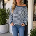 Sail Blue Medium Harmonee Shoulder Cozy Sweater