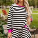 Black XL Harper Loose Shorts Set Long Sleeve Top Set
