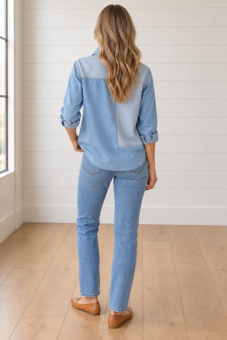 Haylee Striped Patchwork Down Shacket