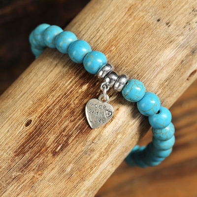 Heart Pendant Turquoise Bracelet