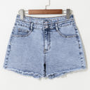  Heaven Rhinestone Raw Hem Denim Shorts