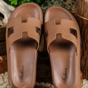  Henley Cutout Design Open Toe Platform Slippers