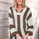 Brown Stripe Small Holland Colorblock Bracelet Sleeve Sweater