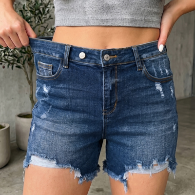 Holland Hem Distressed Whiskery Shorts
