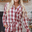 Red Holly 2pcs Lounge Set Long Sleeve Top