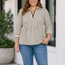 Black Stripe Holly Patchwork Striped Tunic PLUS Blouse