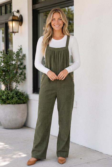 Iliana Solid Color Corduroy Jumpsuit