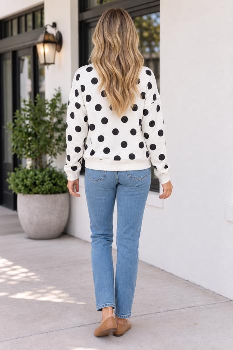 Imani Casual Polka Dot Pullover