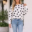 Beige Small Imani Casual Polka Dot Pullover