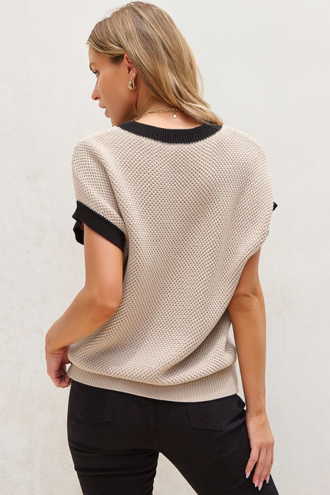 Inaya Beige Batwing Sleeve Sweater Top