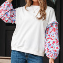 White Medium Isabel Floral Ruffled Balloon Sleeve Loose Blouse