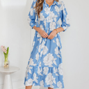 Sky Blue Small Isabella Floral Print Shirt