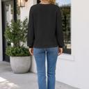  Isabella Notched Waffle Knit Long Sleeve Top
