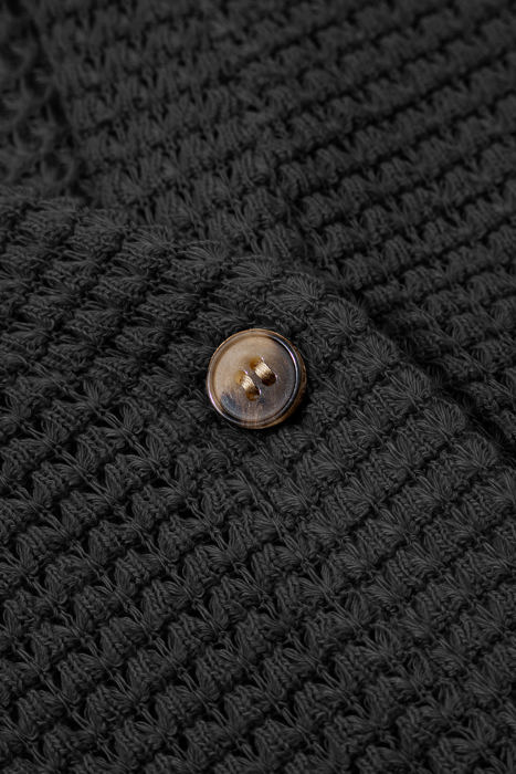 Isabella Notched Waffle Knit Long Sleeve Top