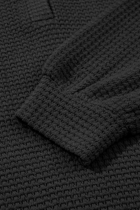 Isabella Notched Waffle Knit Long Sleeve Top