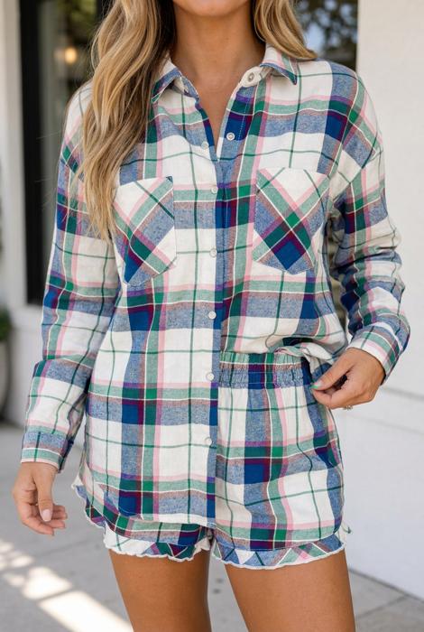Isla Plaid classic two-piece loungewear