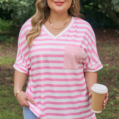 Ivanna Stripe Colorblock Patched PLUS Tee