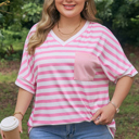  Ivanna Stripe Colorblock Patched PLUS Tee
