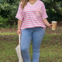  Ivanna Stripe Colorblock Patched PLUS Tee