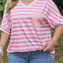  Ivanna Stripe Colorblock Patched PLUS Tee