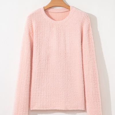 Ivy Fuzzy Ribbed Texture Long Sleeve Top
